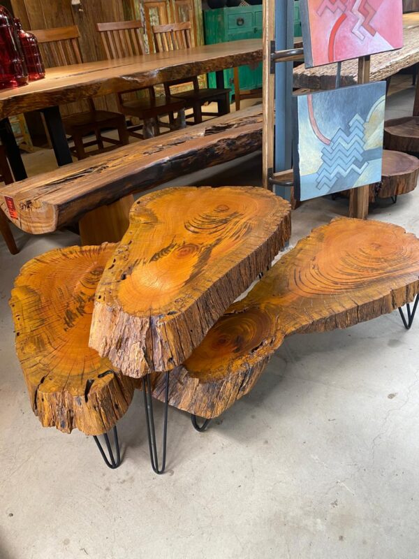 MESA DE CENTRO RÚSTICA EM MADEIRA – MESA TRONCO - Image 3