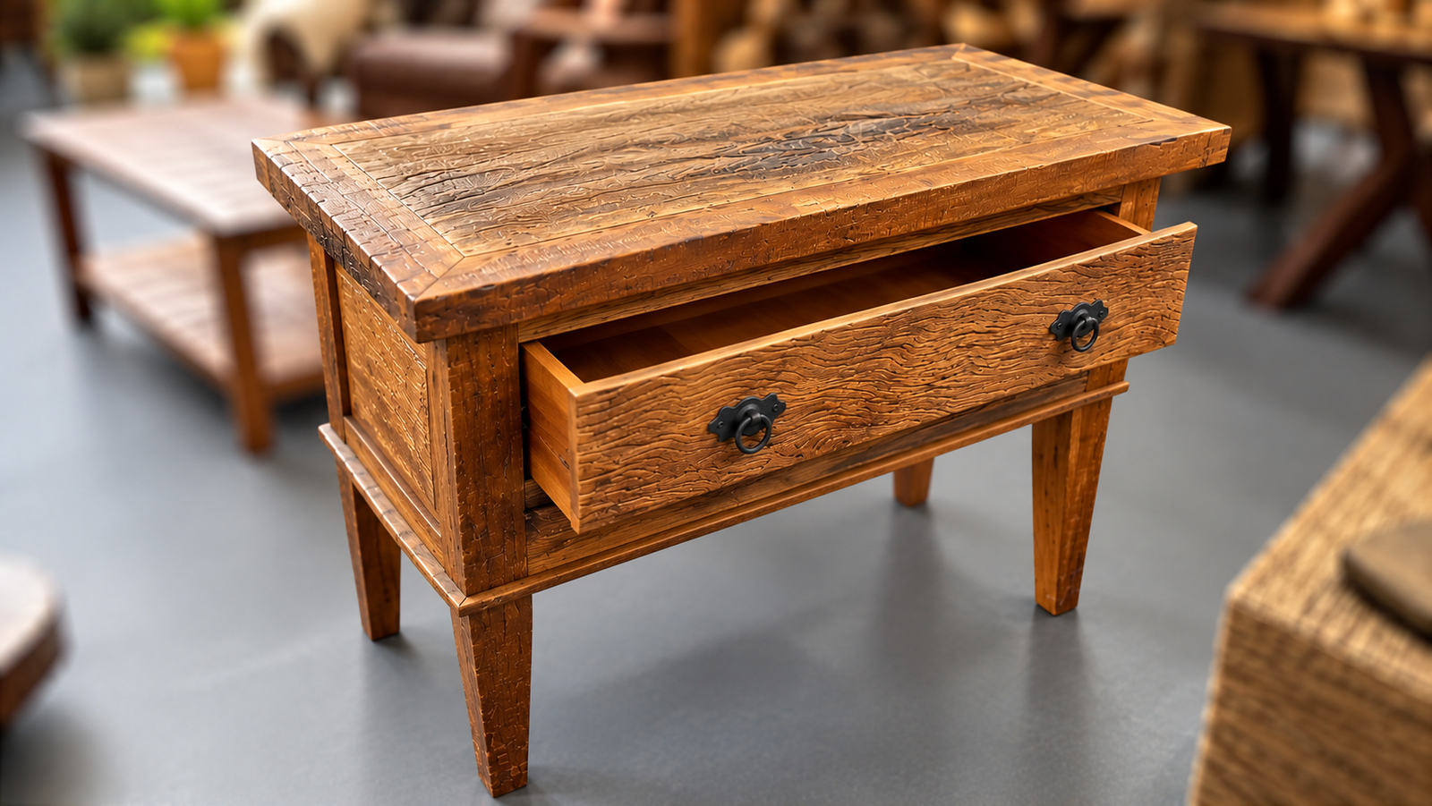 Console Rústico com Gaveta Aberta - Moringa | Móveis, Decoração e Arte Brasileira